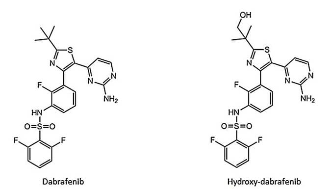 开发并验证新的LC-MS/MS方法，用于定量人血浆中达拉非尼及其主要代谢物羟基达拉非尼 (OHD)。本研究中OHD(纯度>99%)通过beats365合成